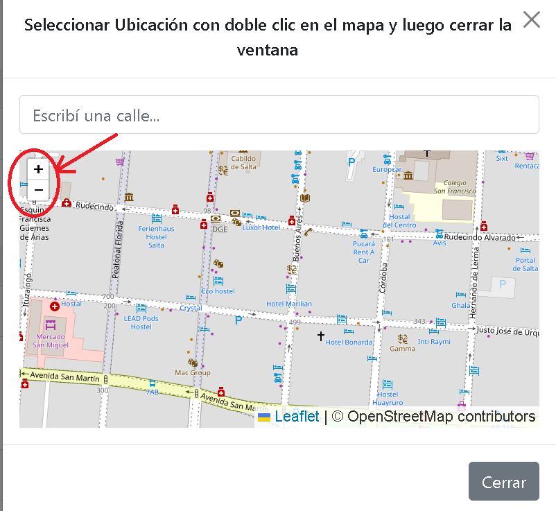 Zoom en el mapa